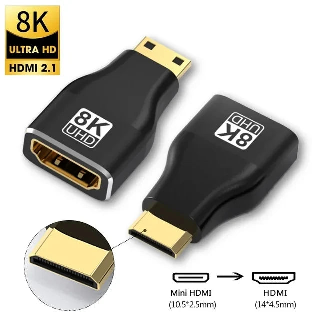 8K HDMI 2.1 Adapter 90°/270° Male–Female 48Gbps for PS5 Roku TV Stick PC & UHD Displays