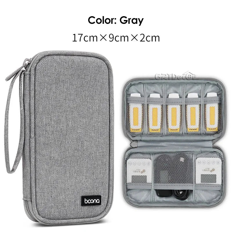 Double Layer Digital Travel Storage Bag for Cables Earphones Hard Drives Phone Accessories Organiser