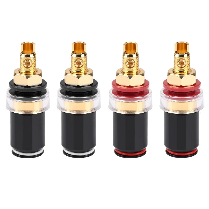 Gold Plated Copper Speaker Binding Posts Banana Jack Connectors for High Fidelity Audio