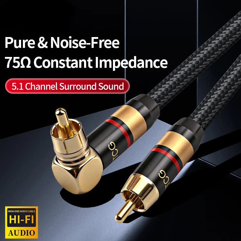 Premium Digital Coaxial RCA Audio Cable for HiFi Amplifier TV Speaker and Home Theatre