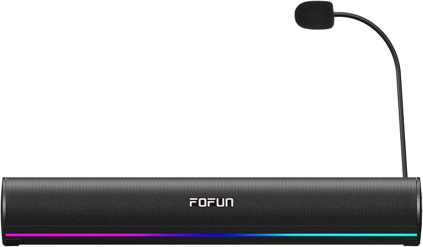 Bluetooth 6.0 Computer Soundbar with Stereo Speakers and Detachable Microphone for PC