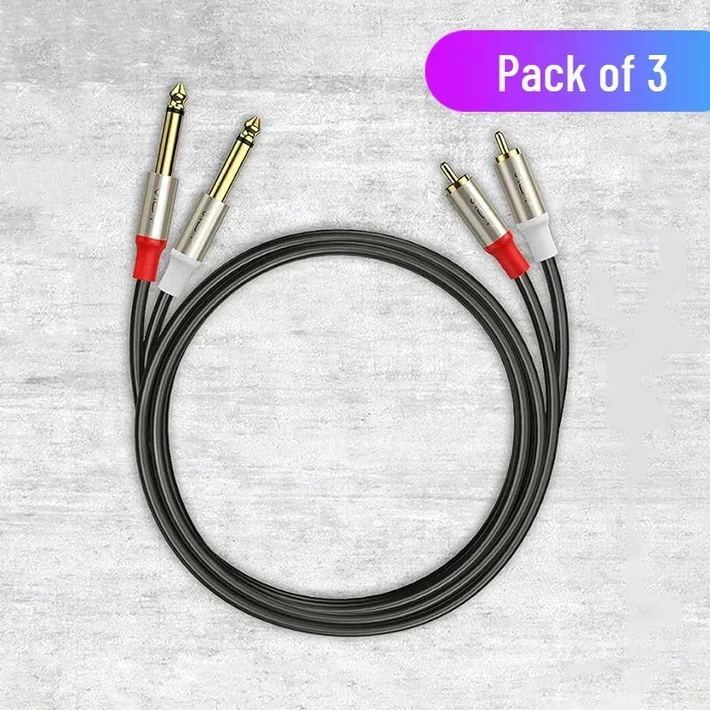 6.35mm to Dual RCA Stereo Cable 1/4 TS Male to 2 RCA Audio Lead for AV Systems