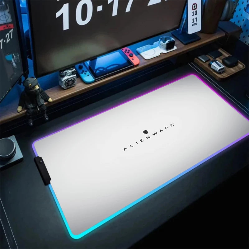 Large RGB LED Mouse Pad with Non-Slip Base, Waterproof Gaming Desk Mat for PC and Laptop Setup