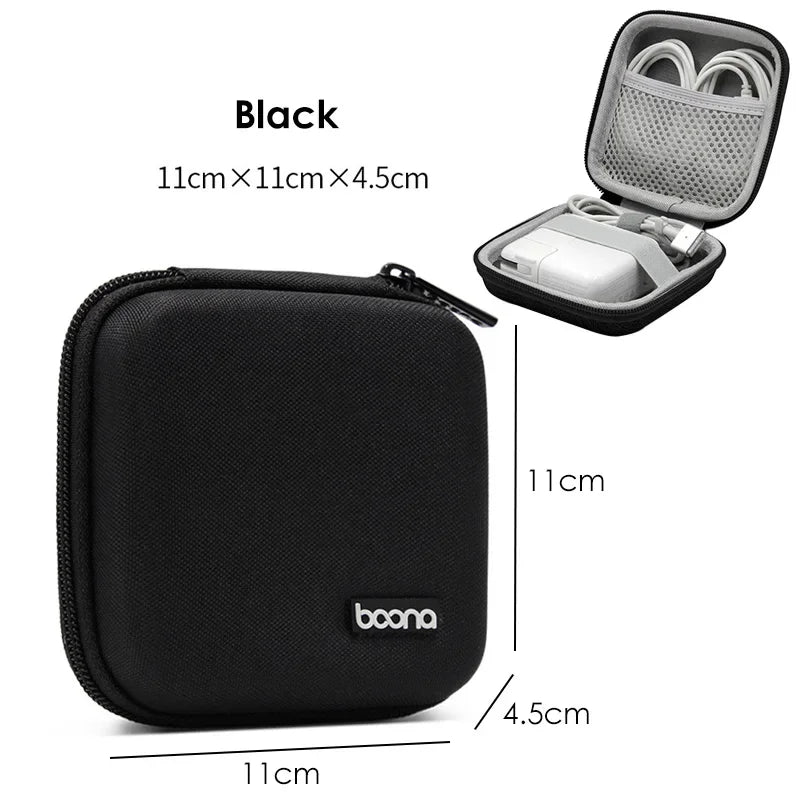 Small Hard Shell Earphone Storage Case for Cables Chargers and Mini Tech Accessories Travel Pouch