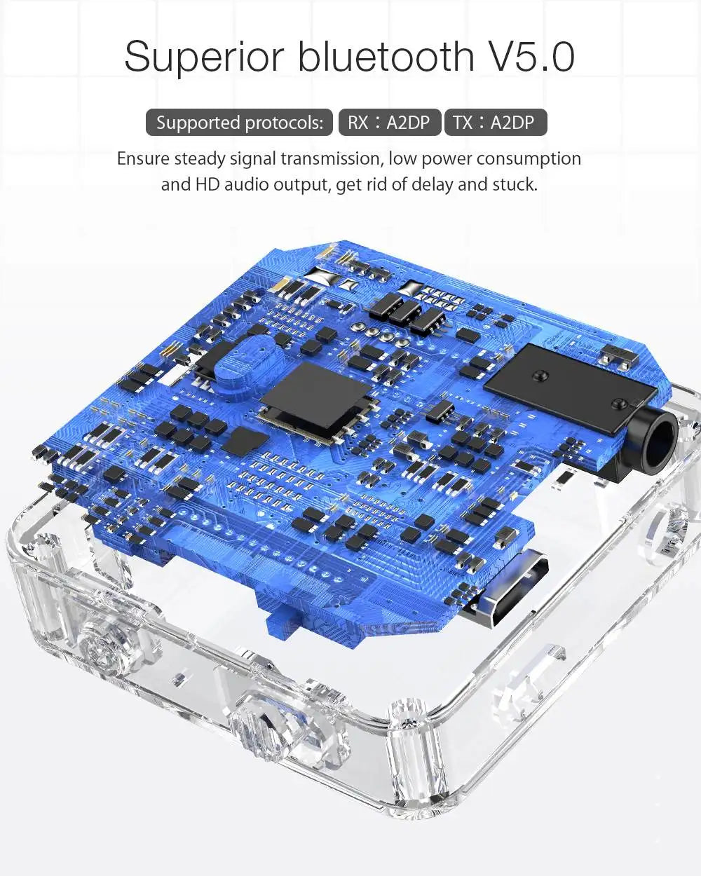 Wireless Bluetooth 5.0 Audio Receiver and Transmitter 2 in 1 Mini Portable 3.5mm Adapter