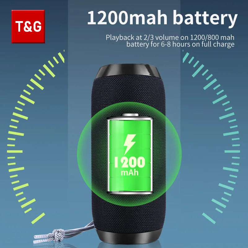 Portable Bluetooth Speaker TG117 TWS Stereo Sound Box Waterproof Outdoor Speaker with TF & FM Radio