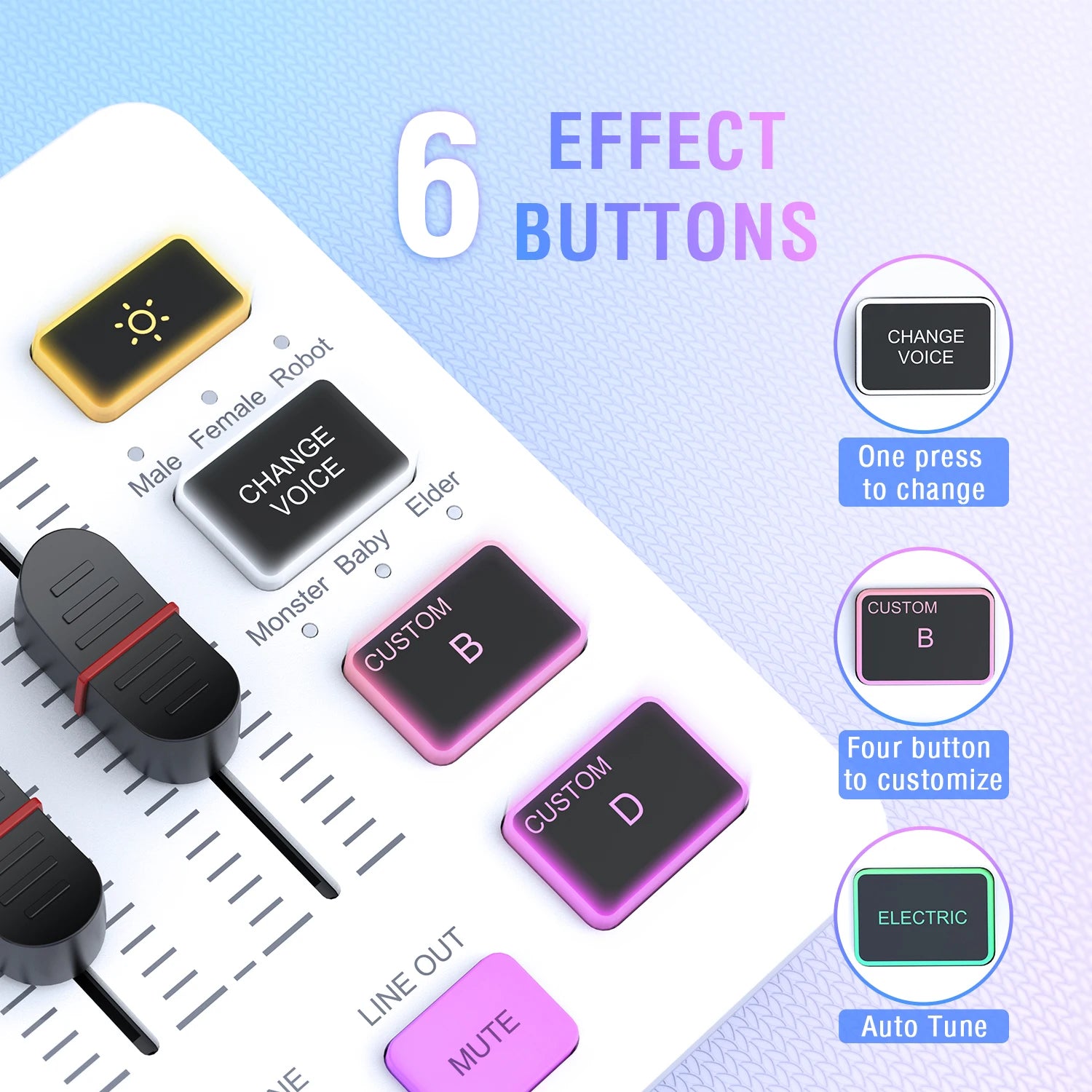 USB Gaming Audio Mixer with 4 Channels XLR Interface 48V Phantom Power RGB for Streaming Podcasting