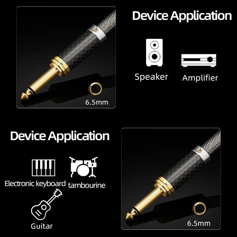 Premium 6.5mm to 6.5mm Mono Audio Cable for Guitar Amplifier Speaker and Studio Equipment