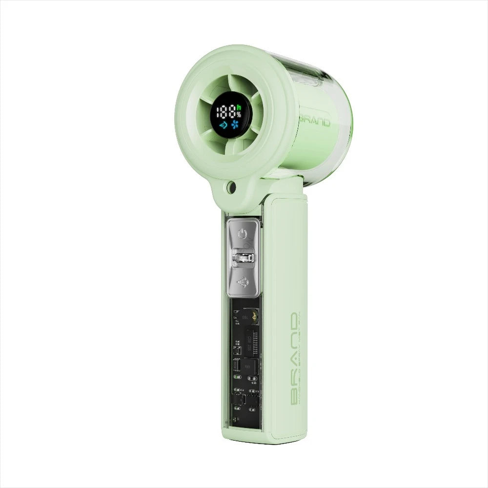 Portable Rechargeable Handheld Fan with Water Mist Spray and Digital Display for Outdoor Use