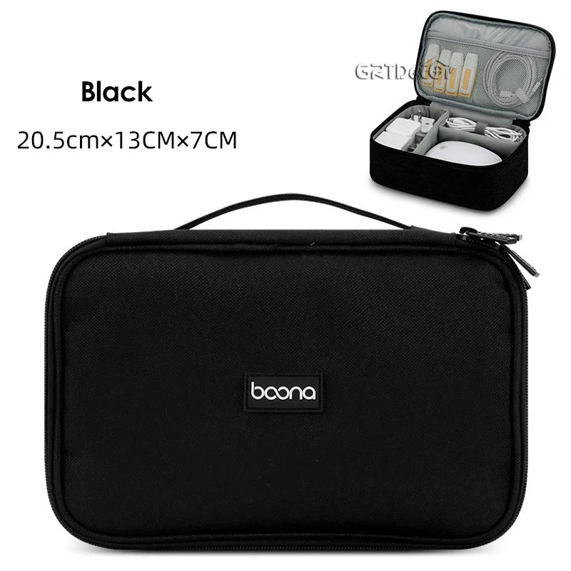 Double Layer Hard Shell Tech Organizer Case for Cables Chargers Earbuds USB Drives Travel Storage