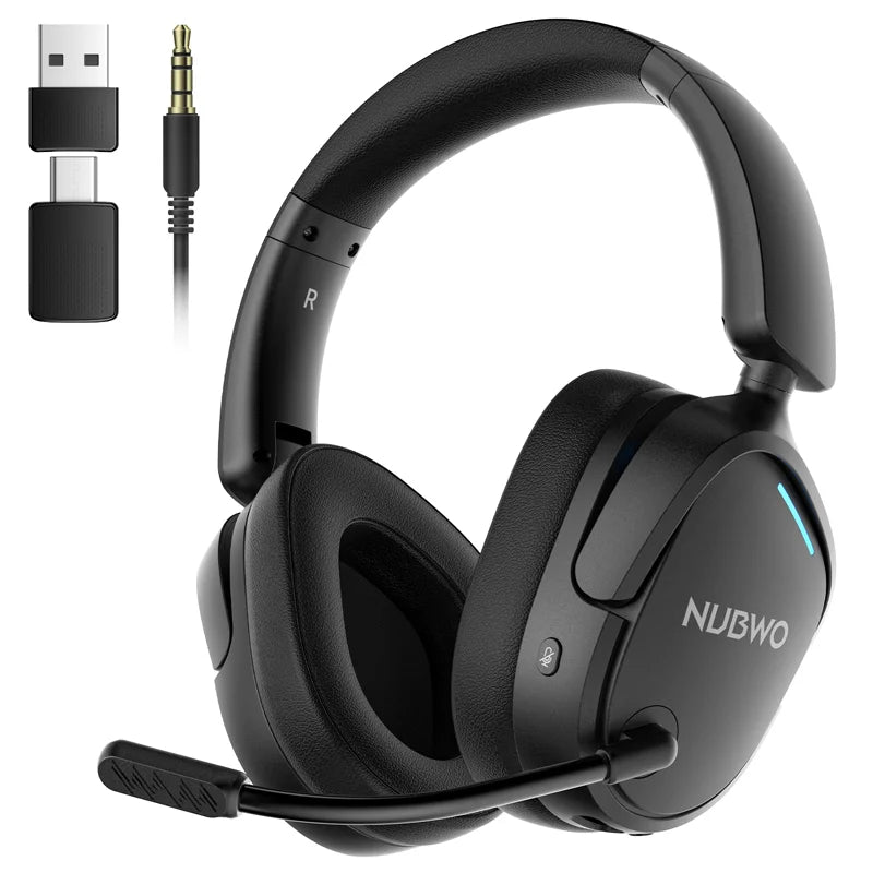 Wireless Gaming Headset with Dual 2.4G and Bluetooth Connection and Noise Cancelling Microphone