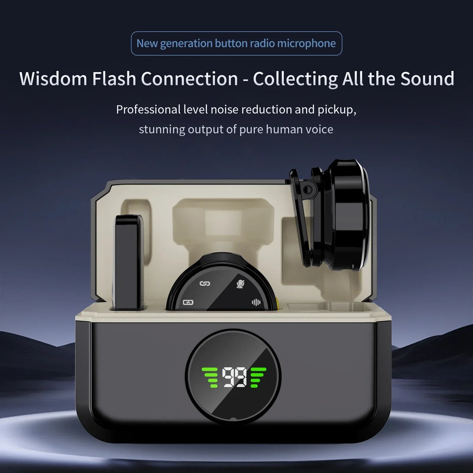 Wireless Lavalier Lapel Microphone Set with Noise-Reduction Magnetic Clip Mobile Recording Streaming