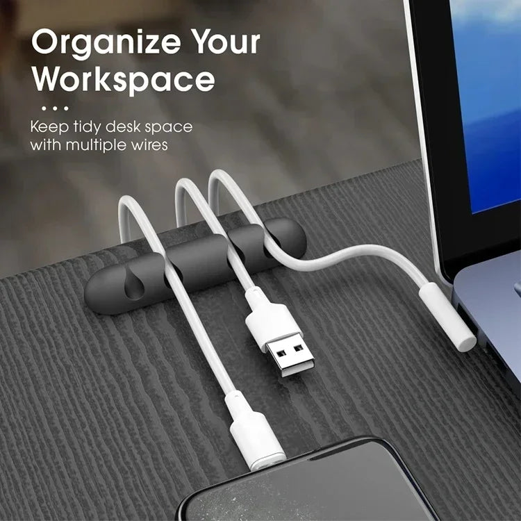 VIKEFON Silicone Cable Organizer Clips, Self-Adhesive Wire Management for USB & Headphones