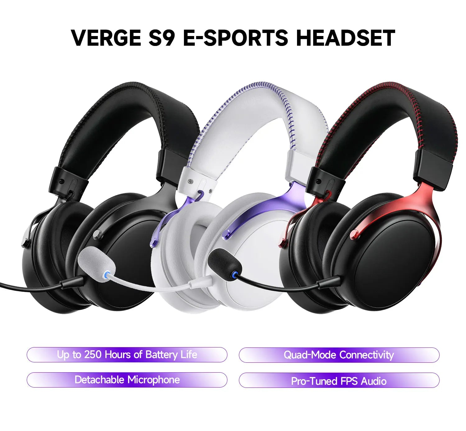 Premium eSports gaming headset with quad-mode, 7.1 surround sound and 53mm drivers for FPS
