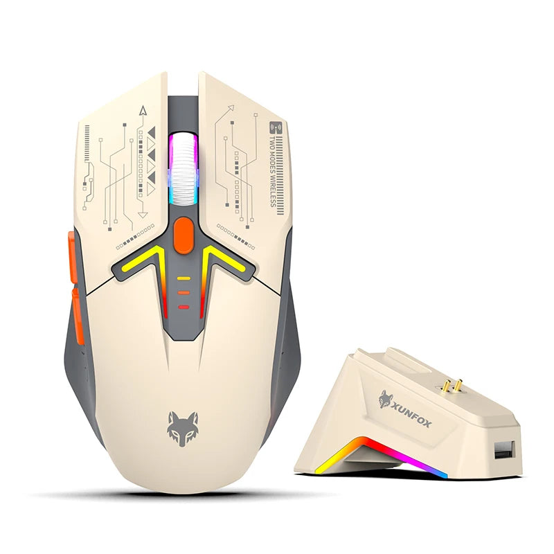 Wireless Bluetooth RGB Mouse with Magnetic Charging and Dual Mode for Gaming and Work