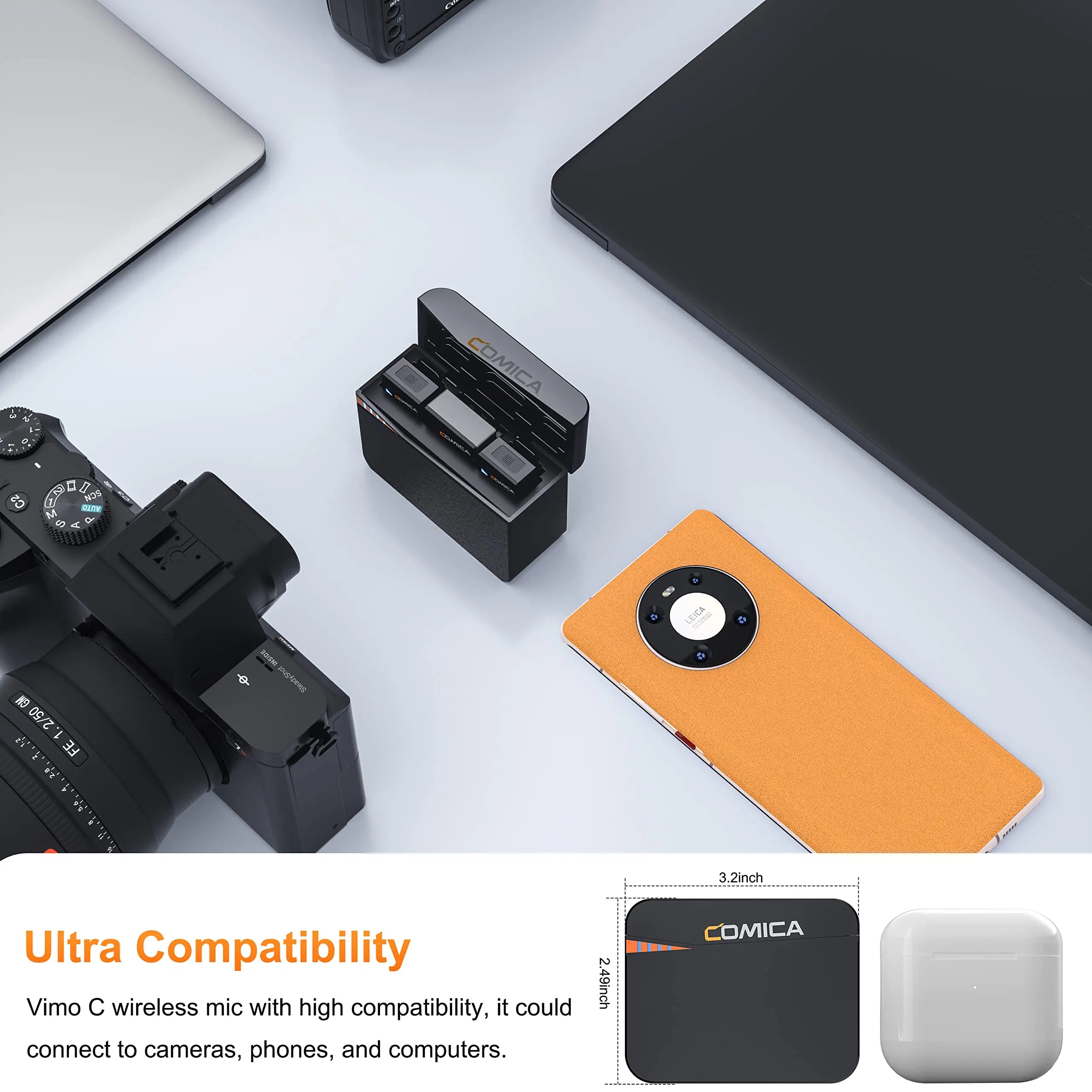 2.4GHz Mini Wireless Lavalier Microphone with Charging Case for Camera Phone Podcast Interview