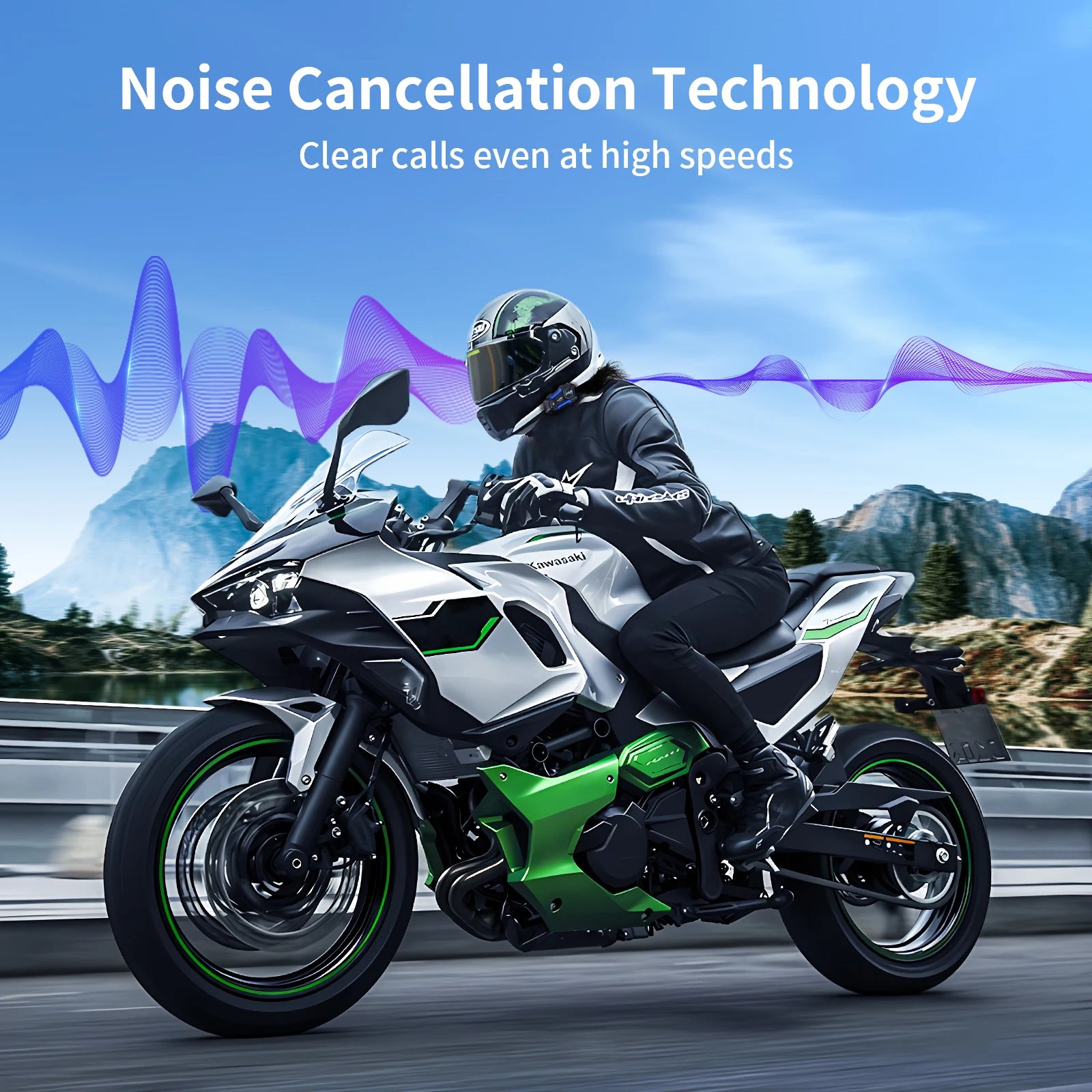 Motorcycle Bluetooth Helmet Intercom Headset with FM Radio for Four Riders Up to 1200m Range