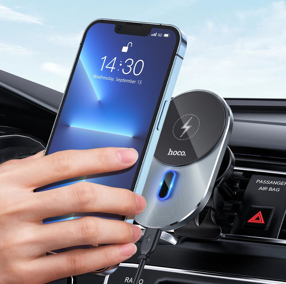 Magnetic Wireless Fast Charging Car Phone Holder 15W Auto Air Outlet Mount for iPhone Navigation