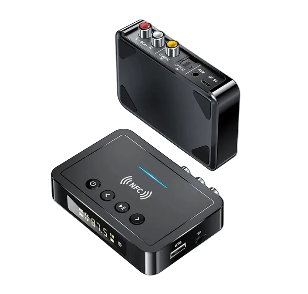 Wireless Bluetooth 5.4 Audio Receiver Transmitter with NFC FM Stereo AUX Optical Connection