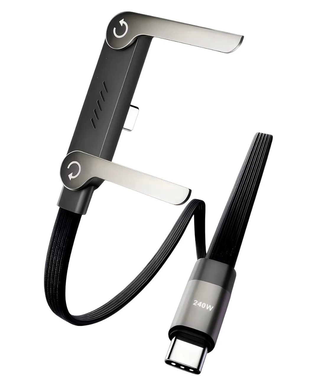 240W Fast Charging Cable with 2 in 1 Phone Stand and Braided Type C Design for Home and Office