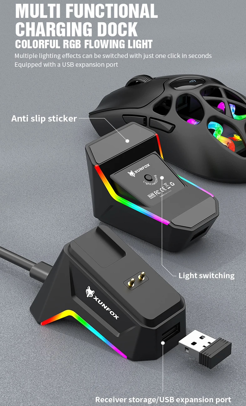 Wireless Bluetooth Gaming Mouse with Three Modes 12000DPI and RGB Lighting Effects for Laptop