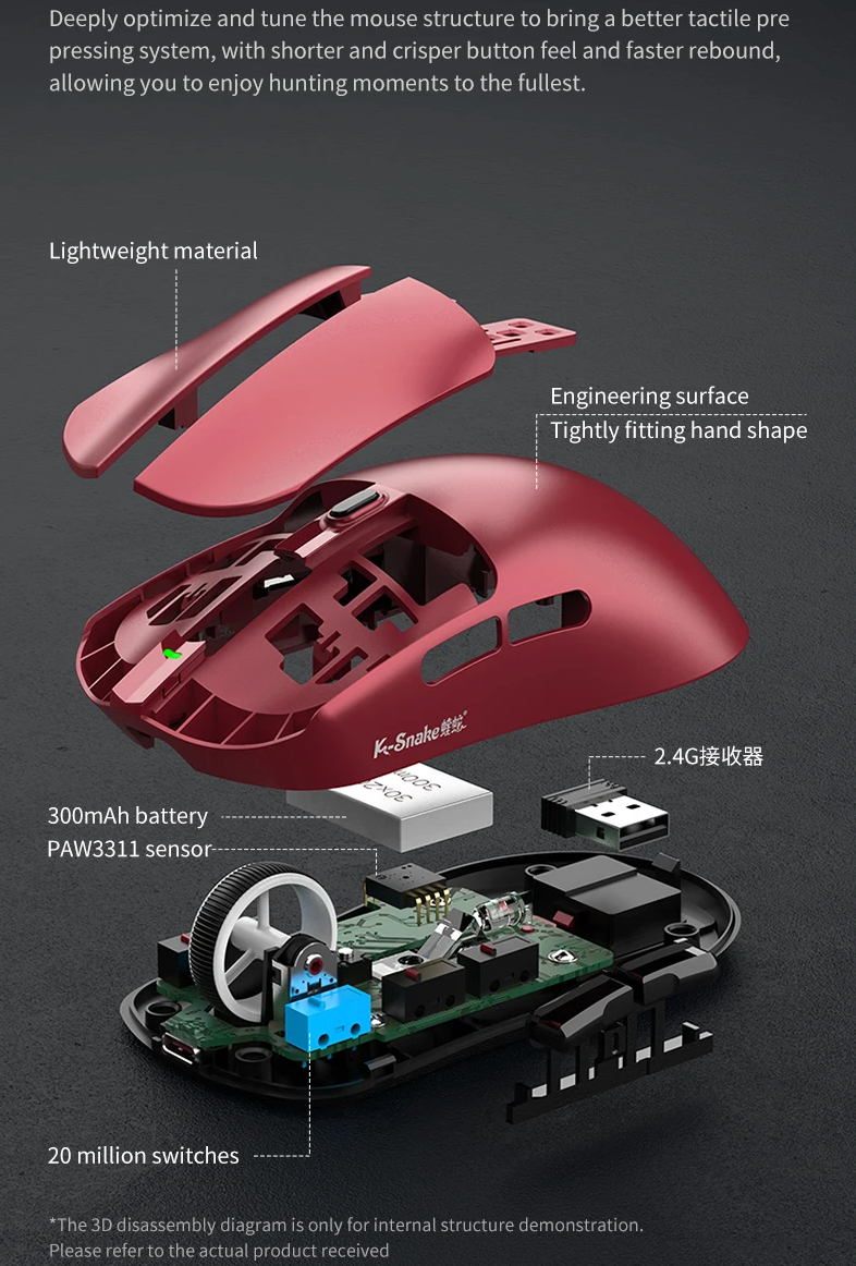 Three Mode Wireless Gaming Mouse with Bluetooth Connectivity and 12000 DPI Optical Sensor