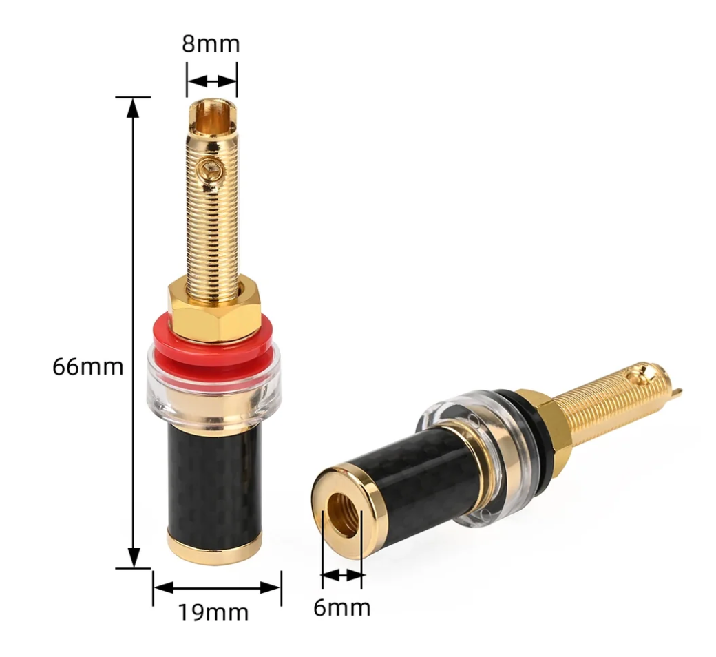 Premium Carbon Fibre Pure Copper Gold Plated Speaker Binding Posts Set of Four