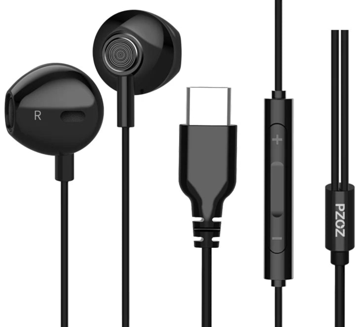 Type C In-Ear Wired Earphones with Deep Bass and Microphone for Mobile Devices and PC