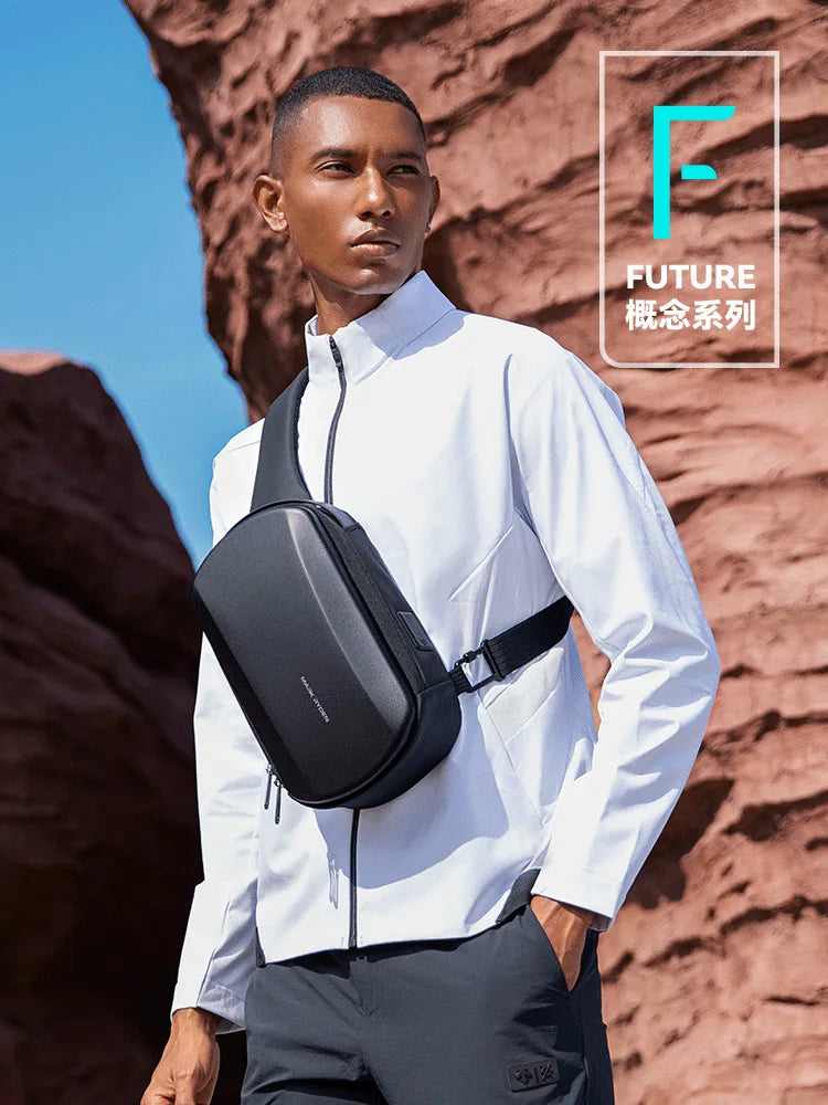 Mini Hard-shell Waterproof Crossbody Bag with USB Charging Port for Everyday and Travel Use