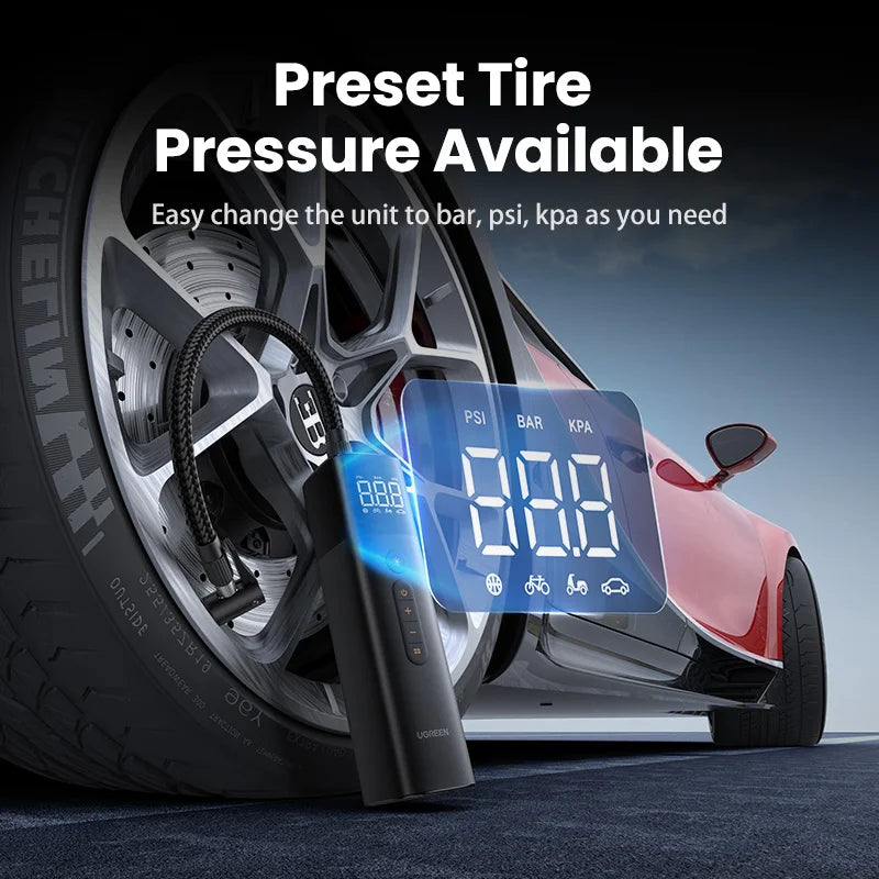 Portable Digital Car Air Pump 12V Tyre Inflator for Cars Motorcycles Bicycles with LCD Display