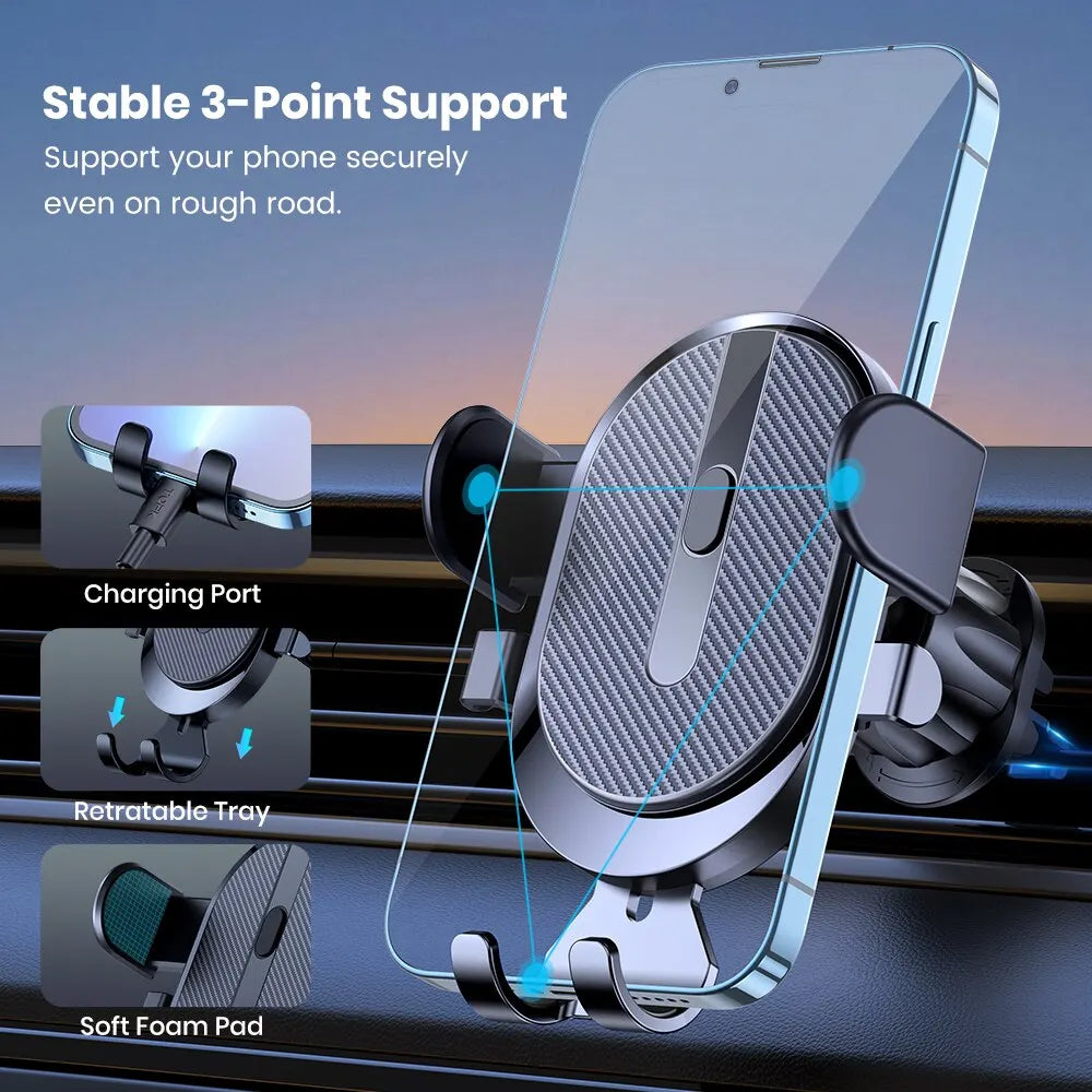 Universal Auto-Lock Car Air Vent Phone Mount with 360° Rotation Secure Grip Safe Hands-Free Driving