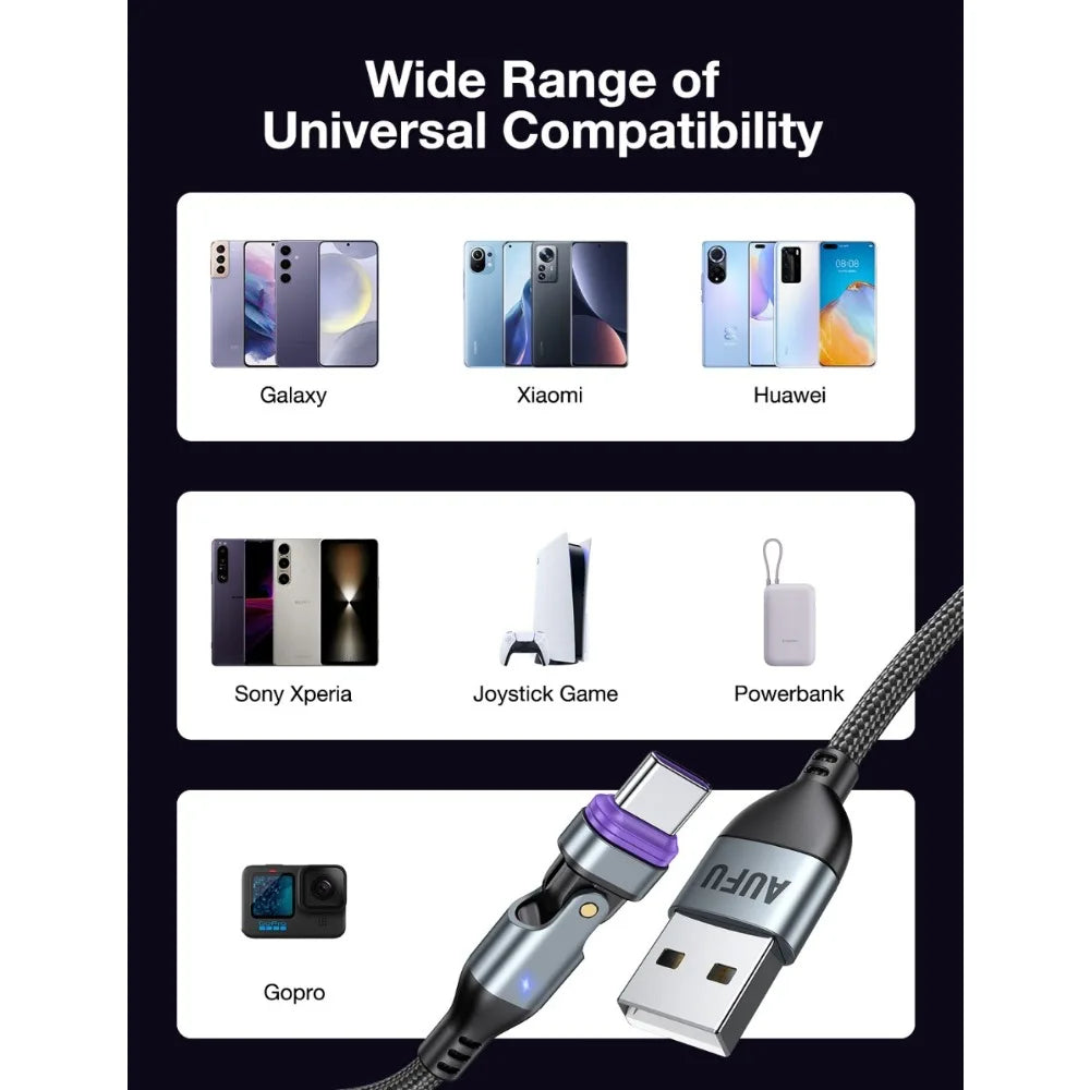Magnetic USB Fast Charging Cable 3in1 Braided Power and Data Sync Wire