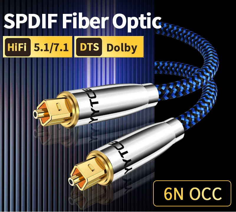 Premium Digital Optical Audio Cable Toslink SPDIF Fibre Cable for Soundbar and Amplifier