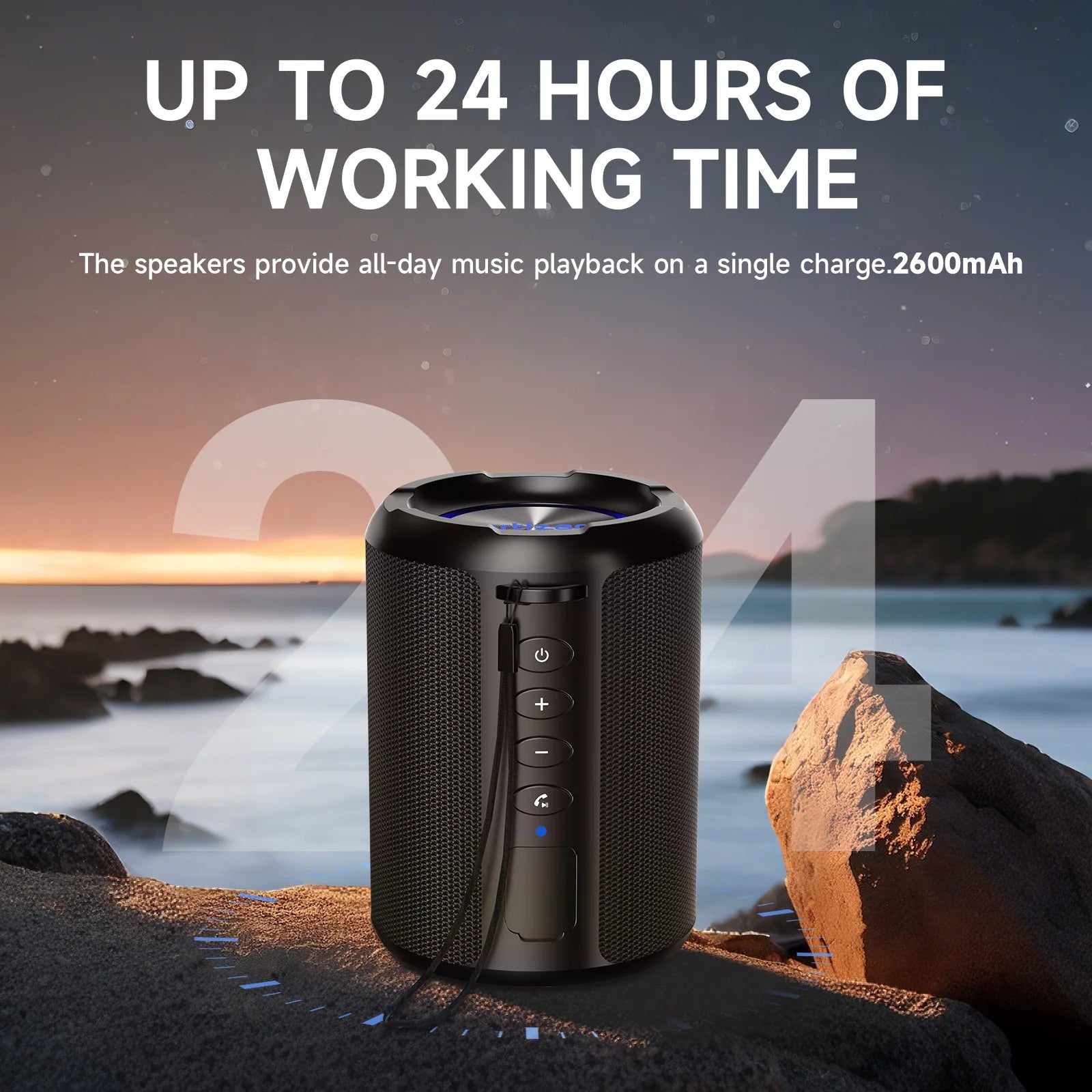 Portable Wireless Bluetooth Speaker with Deep Bass, IPX7 Waterproof Rating and RGB Lights