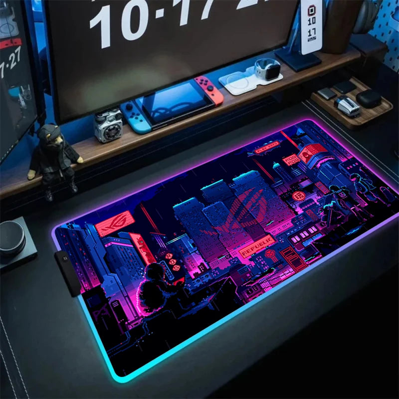 Large RGB Gaming Mouse Pad with Backlight Non Slip Surface for Keyboard and Desk Protection
