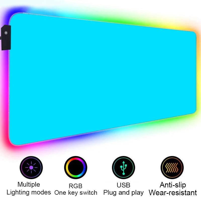 Large RGB Gaming Mouse Pad with LED Backlight Non-Slip Surface for Keyboard and Desk Setup