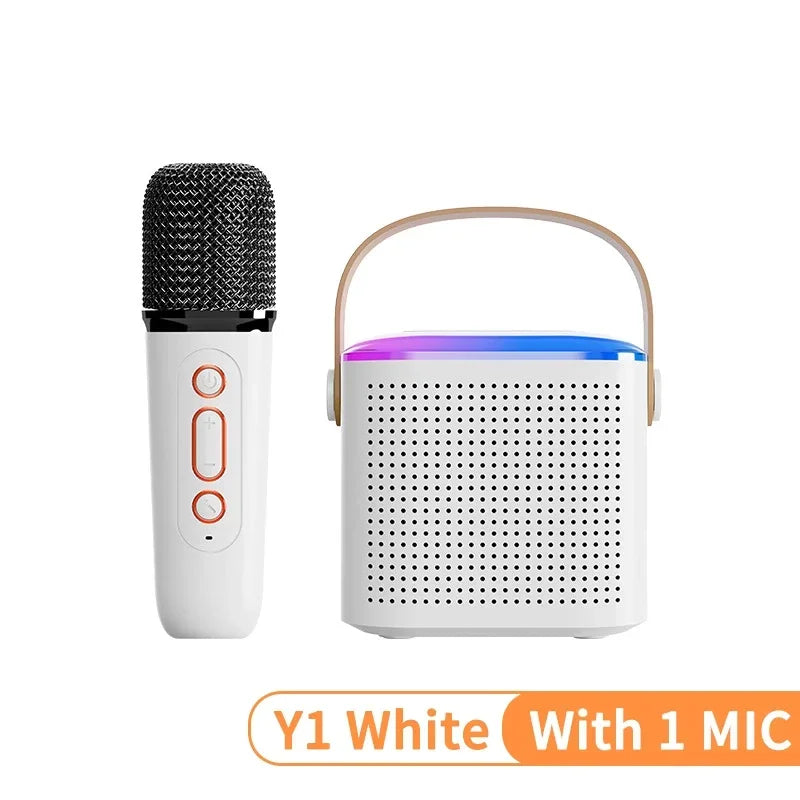 Wireless Portable Karaoke Speaker with RGB Lights and Dual Microphones for Home Parties