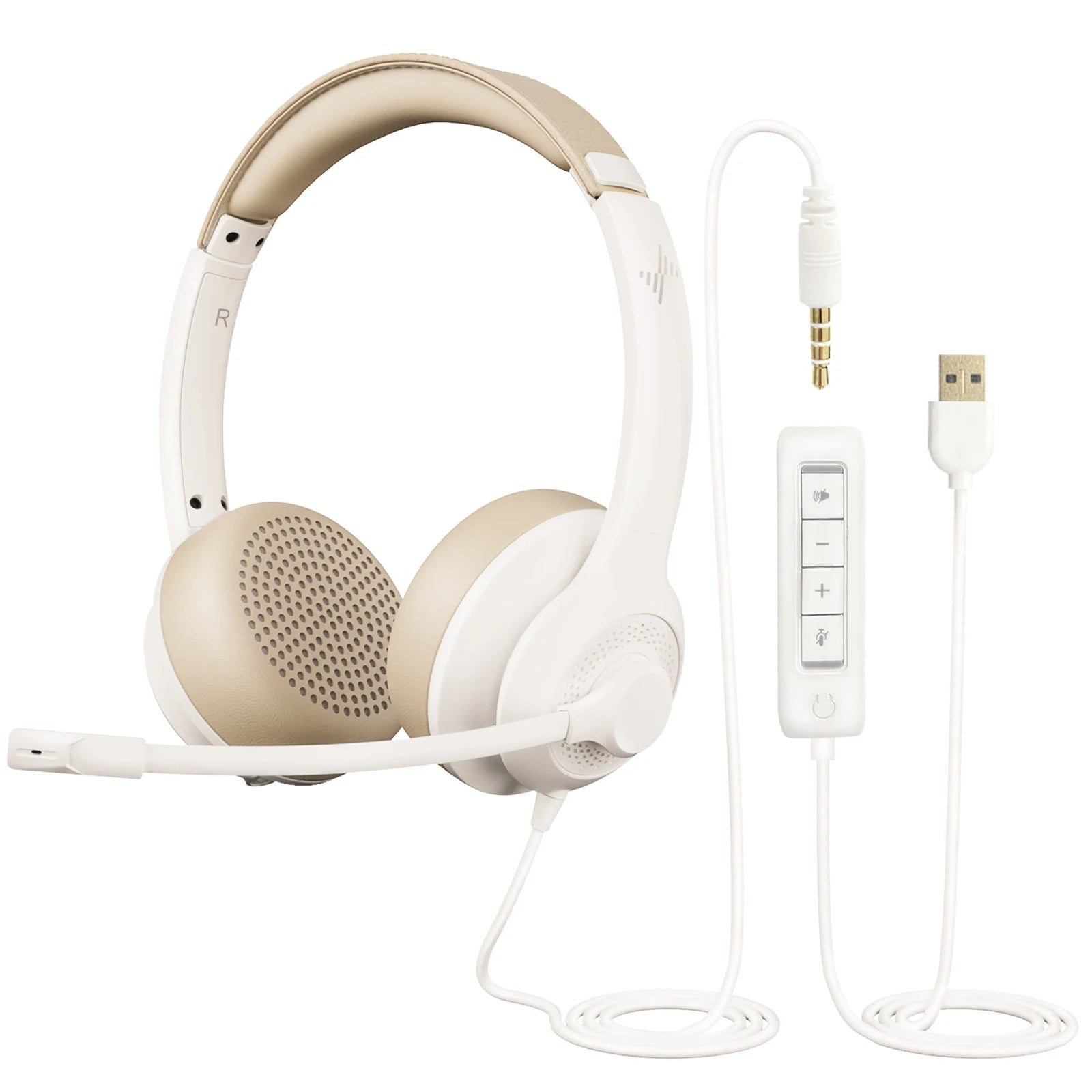 USB Wired Headset with Noise Cancelling Microphone and In-line Controls for Home Office