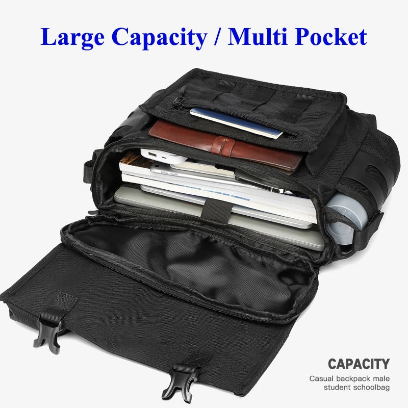 Large Capacity Water Resistant Shoulder Messenger Bag for Outdoor Travel and Everyday Use