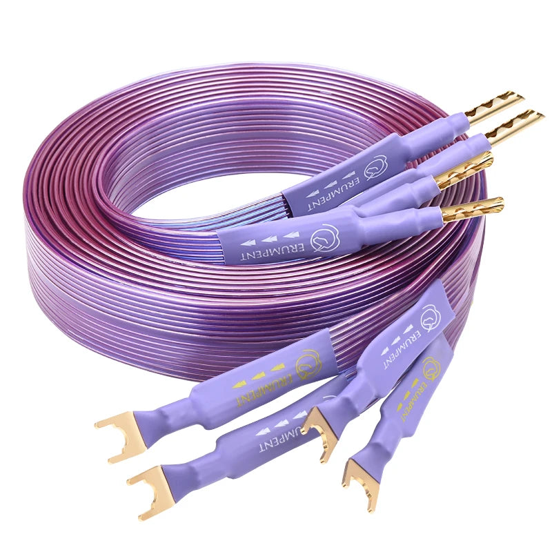 High Fidelity Pure Copper Speaker Cable with Gold Plated Connectors for Amplifier Systems