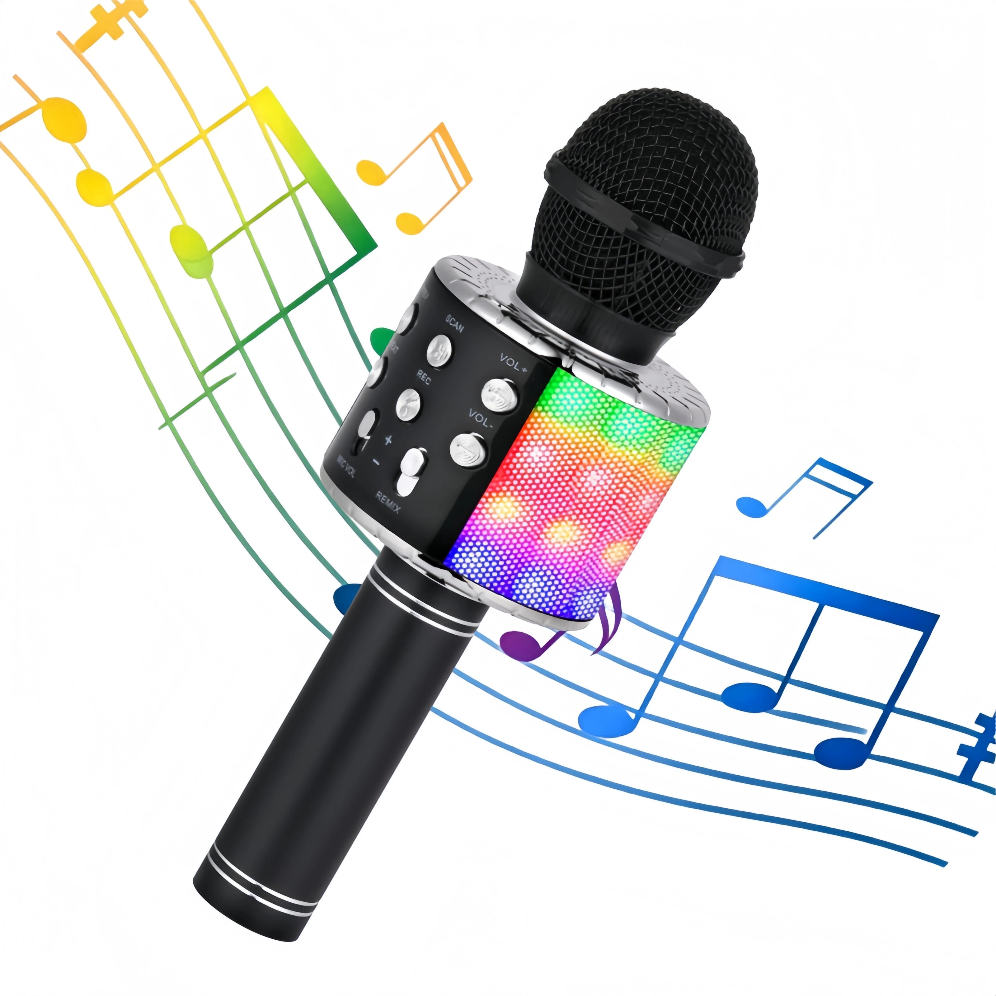 Wireless Kids Karaoke Microphone with Bluetooth Speaker Voice Changer and LED Lights