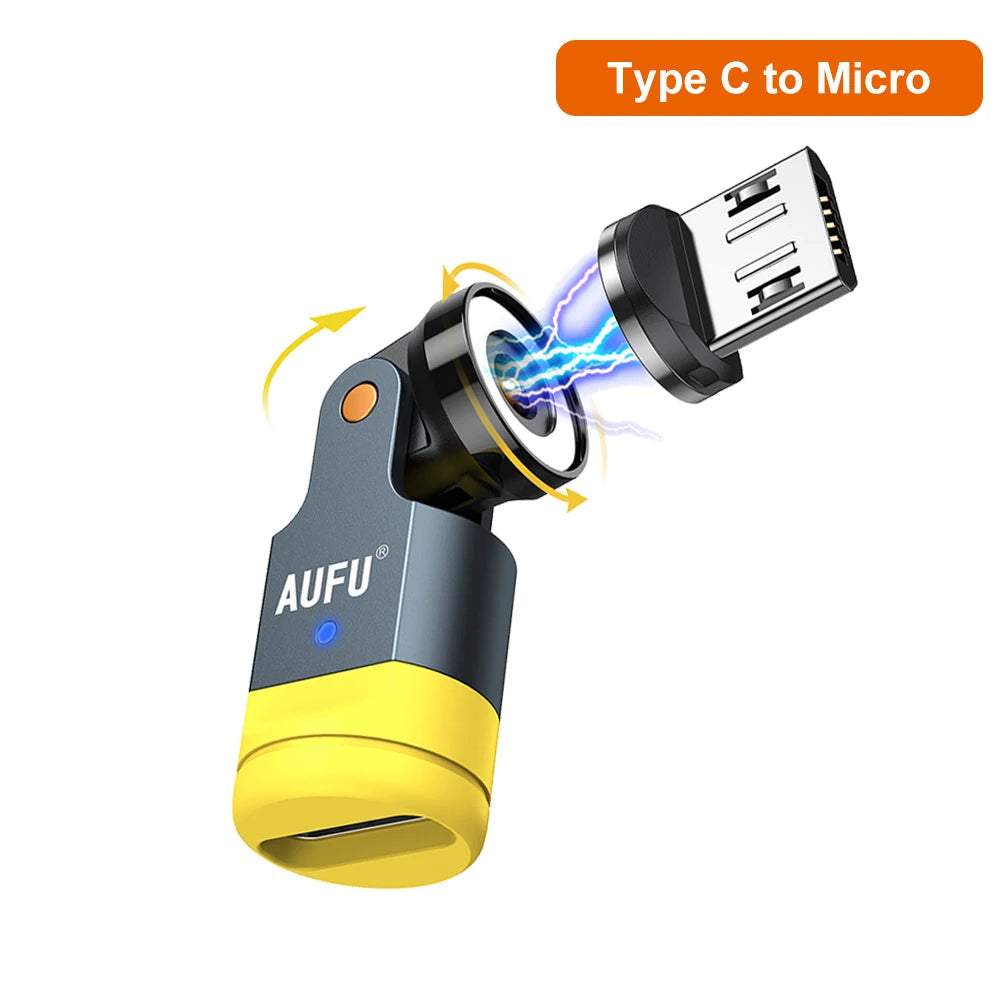 1 Pin Magnetic OTG Adapter 540 Degree Swivel Charging Converter for Type C Micro and iPhone