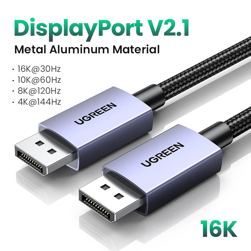 16K DisplayPort 2.1 Cable 80Gbps DP to DP Lead for 8K 4K 240Hz Gaming Monitors PCs