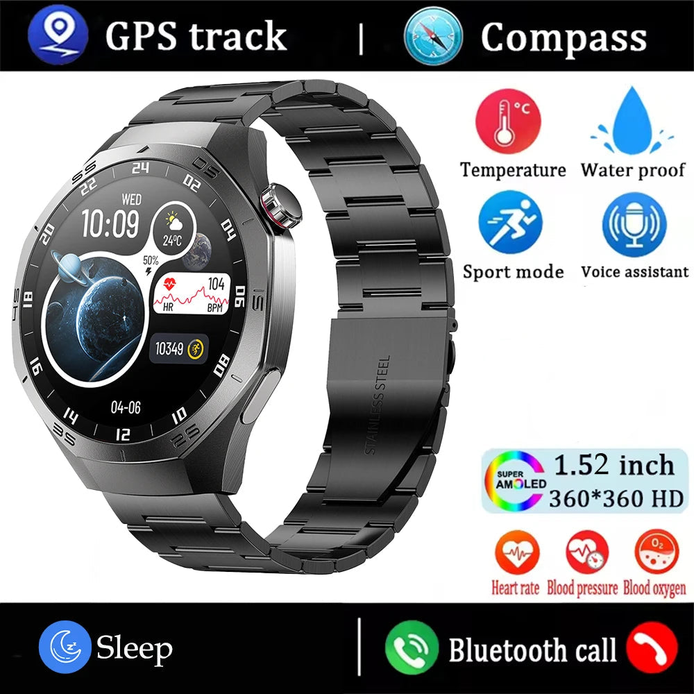 1.43" AMOLED GPS NFC Smart Watch with Bluetooth Calling & Health Monitor Waterproof Sports