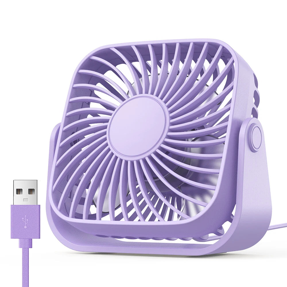 Mini USB Portable Desk Fan with 3-Speed Cooling and 360° Adjustment for Home, Office and Camping Use