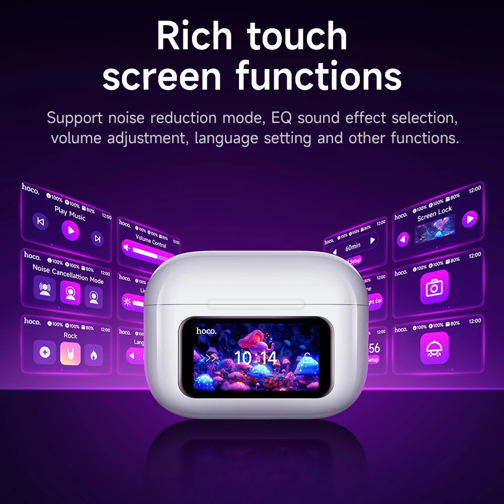 True Wireless Bluetooth Earbuds with ANC, LED Touch Screen, Sport Ready, 4 Hour Battery Life