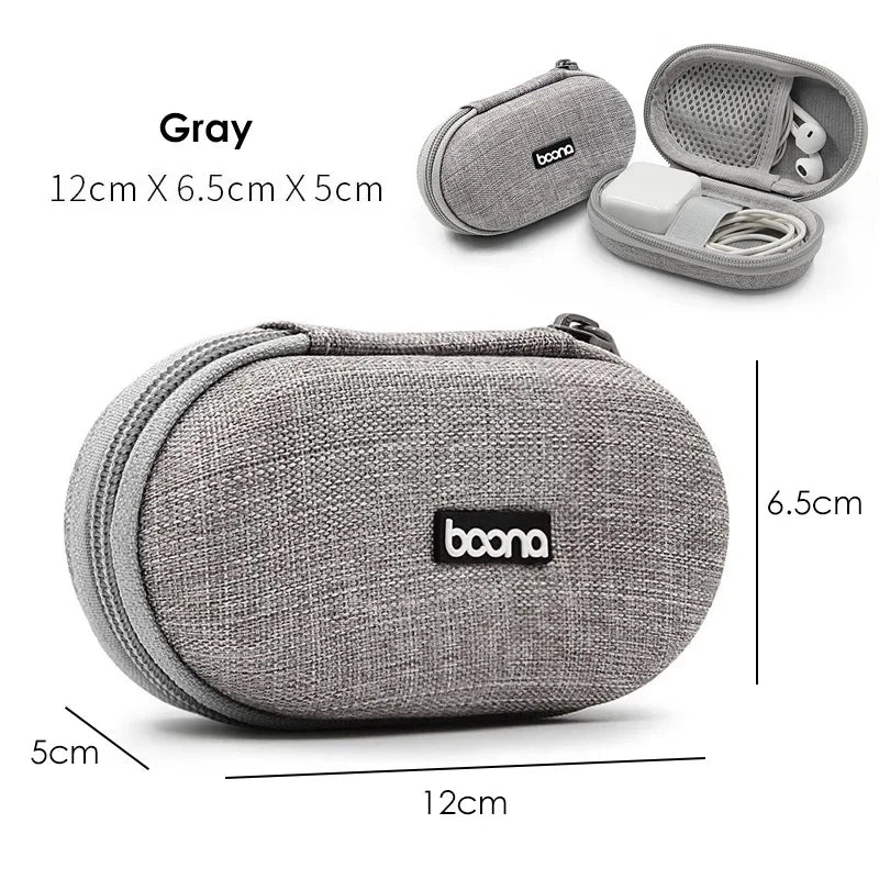 Small Hard Shell Earphone Storage Case for Cables Chargers and Mini Tech Accessories Travel Pouch