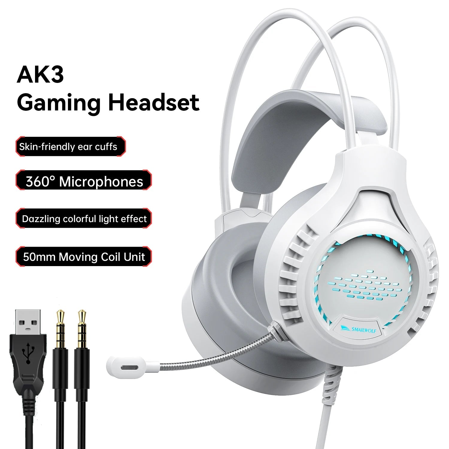 Wired RGB Gaming Headset with Microphone for Laptop and Desktop Gaming Immersive Sound