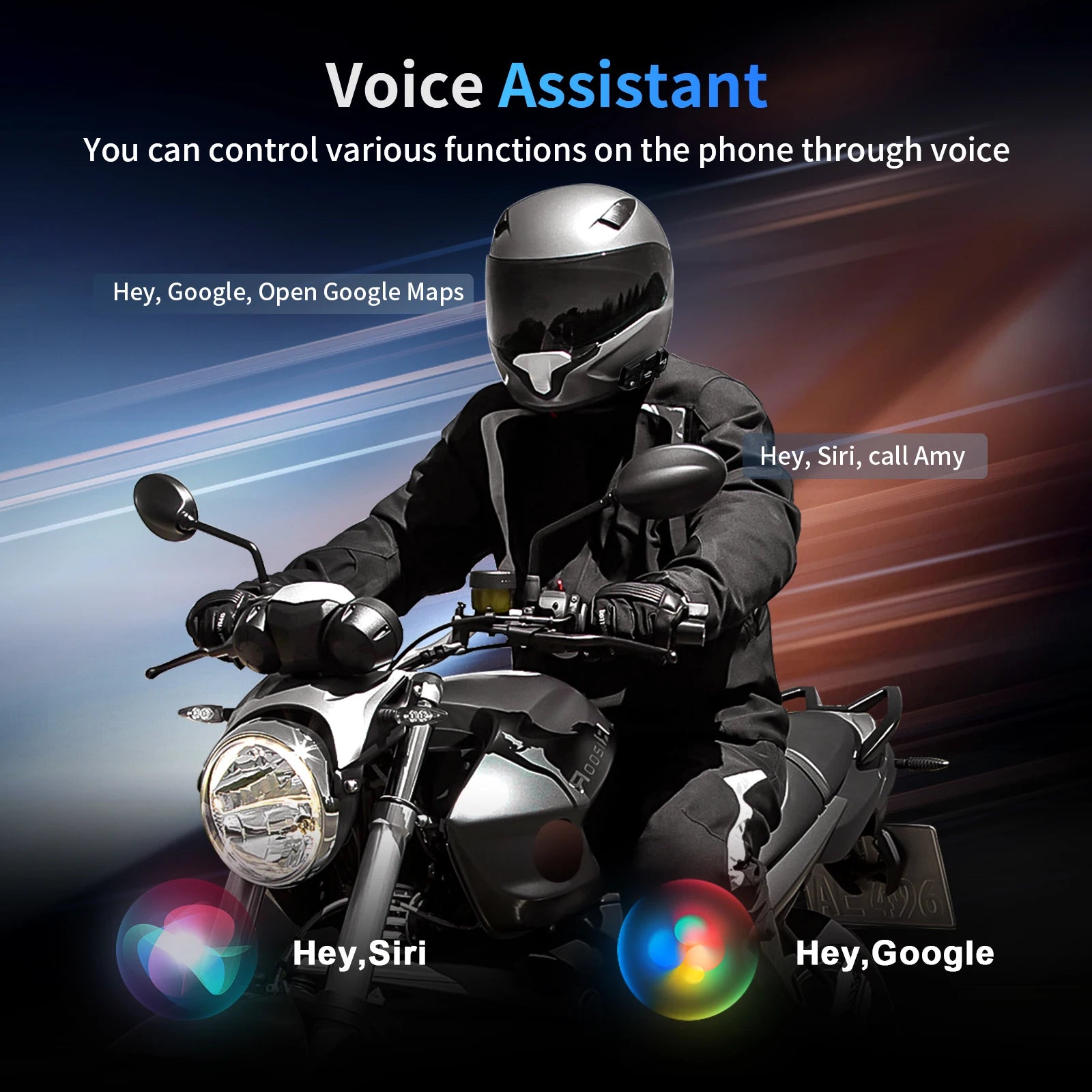 Bluetooth Motorcycle Helmet Intercom Headset for 8 Riders with 2000m Range and Noise Reduction