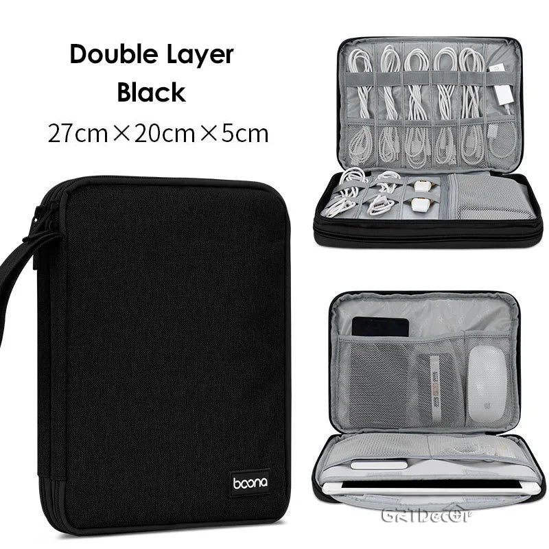 Portable Electronics Protective Storage Bag for Tablets Phones Power Banks Cables Travel Tech Pouch
